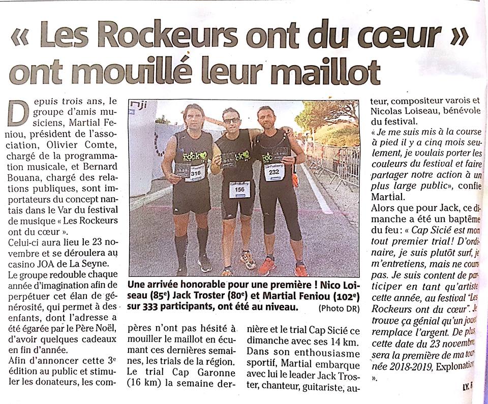 Jack Troster article var matin Trail Cap Sicié